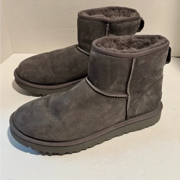 UGG Cozy Gray Suede Ankle Boots - Picture 2 of 6